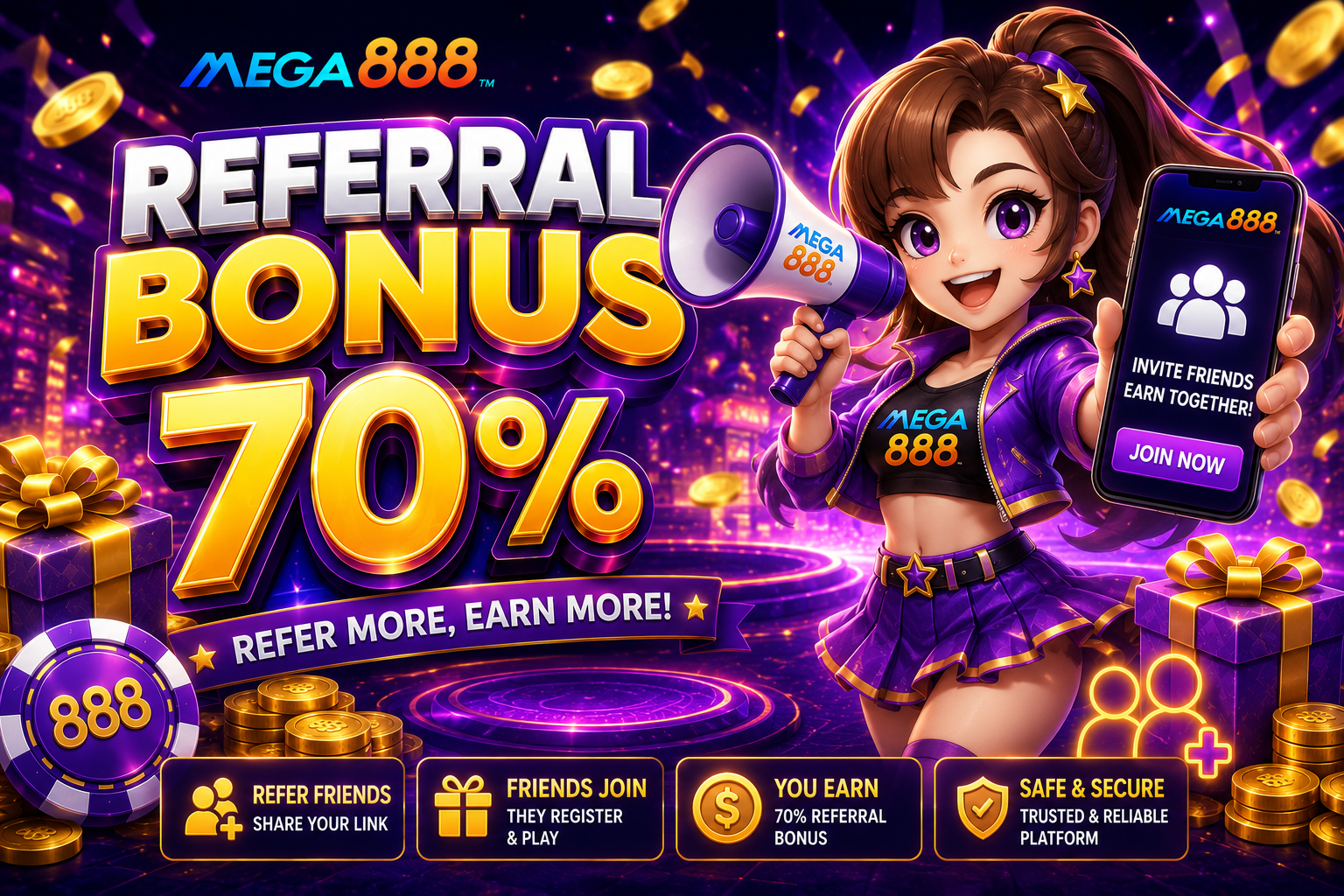 Mega888 Referral Bonus 70% Explained