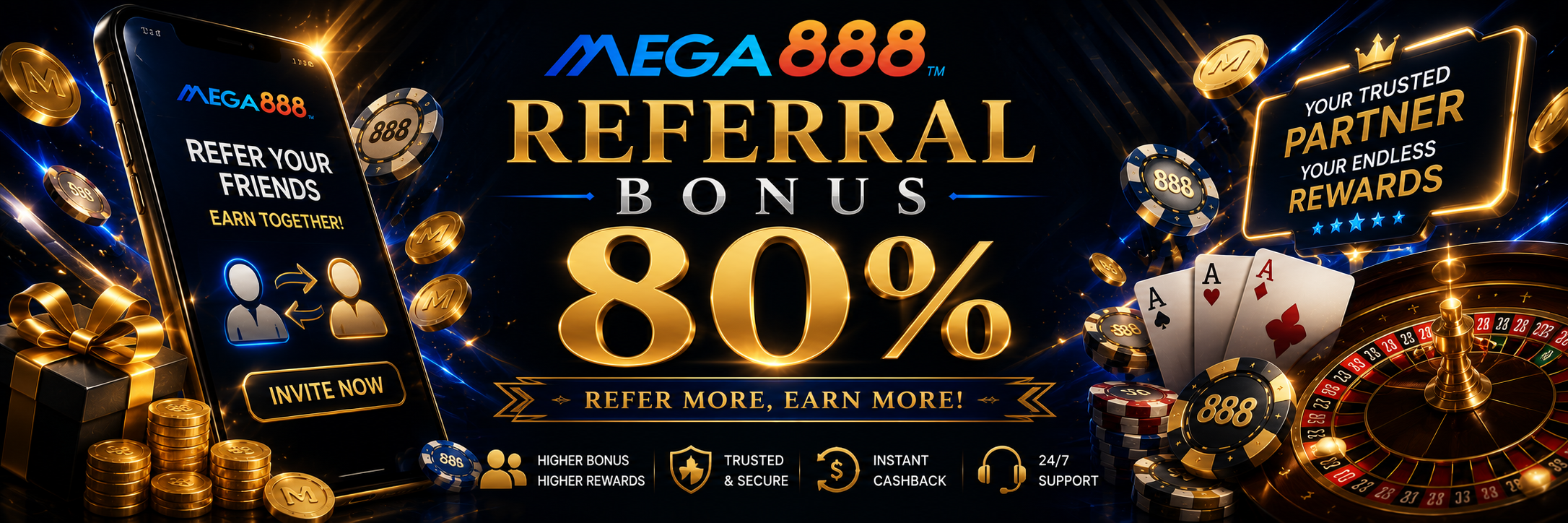 Mega888 Referral Bonus 80%